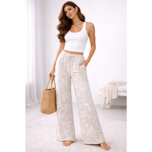 Civico 51 Womens Linen Blend Pants Small Made in Italy Coastal Resortwear Beach